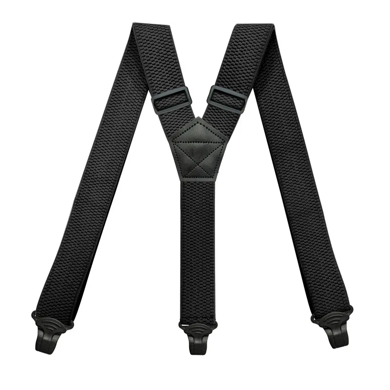 Heavy Duty Suspenders for Men Work Outdoor 3.8cm/1.5inch Y-back 3 Plastic Clips Adjustable Elastic Trouser Braces Strap Belt