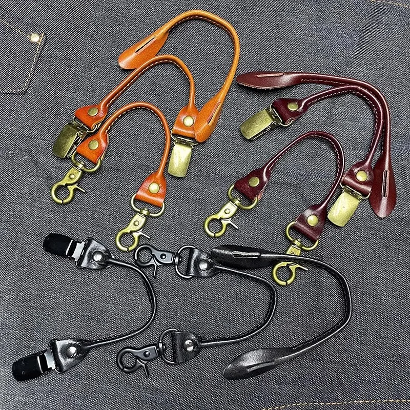 Retro Men's Suspender Accessories, Cowhide Handmade DIY Suspender Replacement, Improved Suspender Accessories, Multi-Color