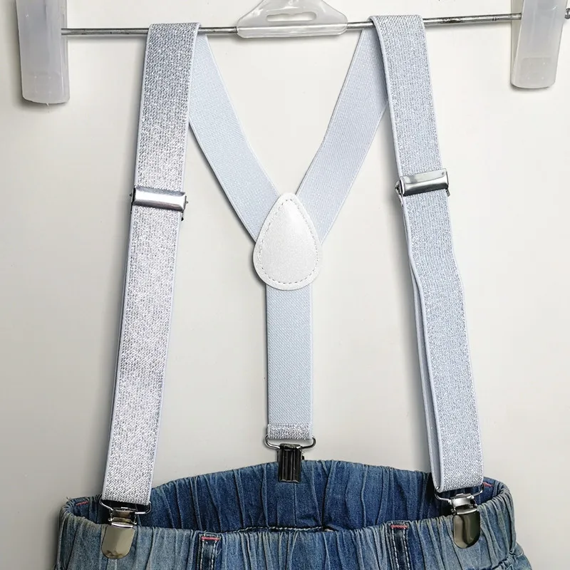 2.5CM Wide Gold Silver Elastic Strap Unisex Suspenders Adjustable Y back Adult Chirldren Men Women Boys Girls Braces For Party