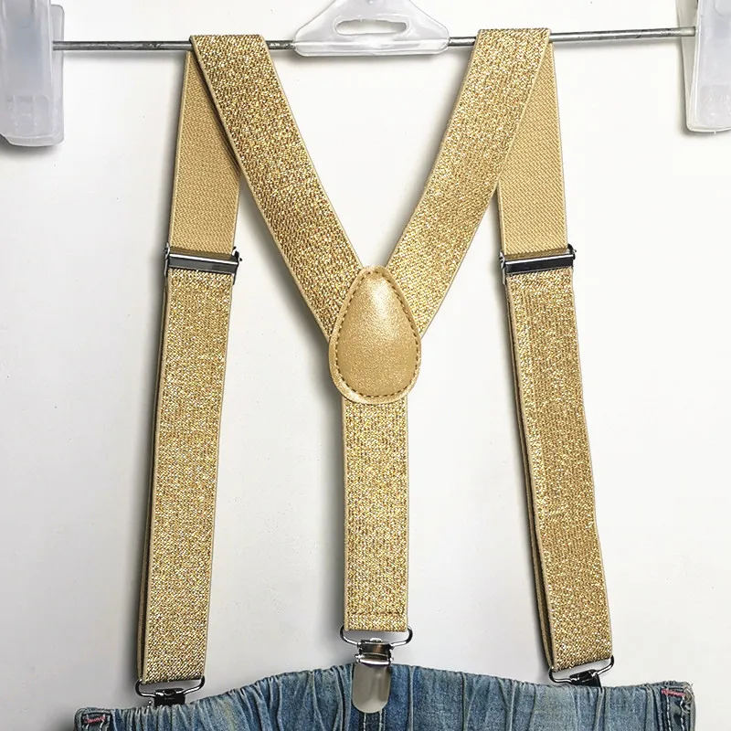 2.5CM Wide Gold Silver Elastic Strap Unisex Suspenders Adjustable Y back Adult Chirldren Men Women Boys Girls Braces For Party