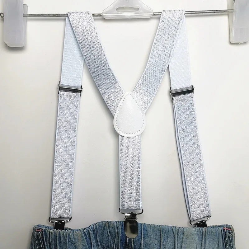 2.5CM Wide Gold Silver Elastic Strap Unisex Suspenders Adjustable Y back Adult Chirldren Men Women Boys Girls Braces For Party