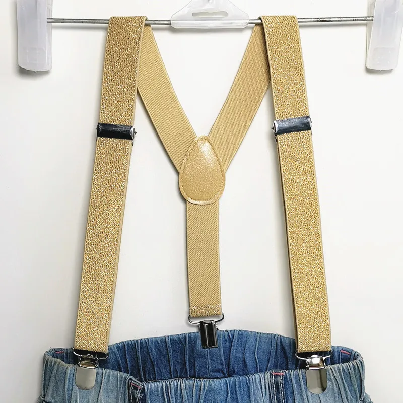 2.5CM Wide Gold Silver Elastic Strap Unisex Suspenders Adjustable Y back Adult Chirldren Men Women Boys Girls Braces For Party