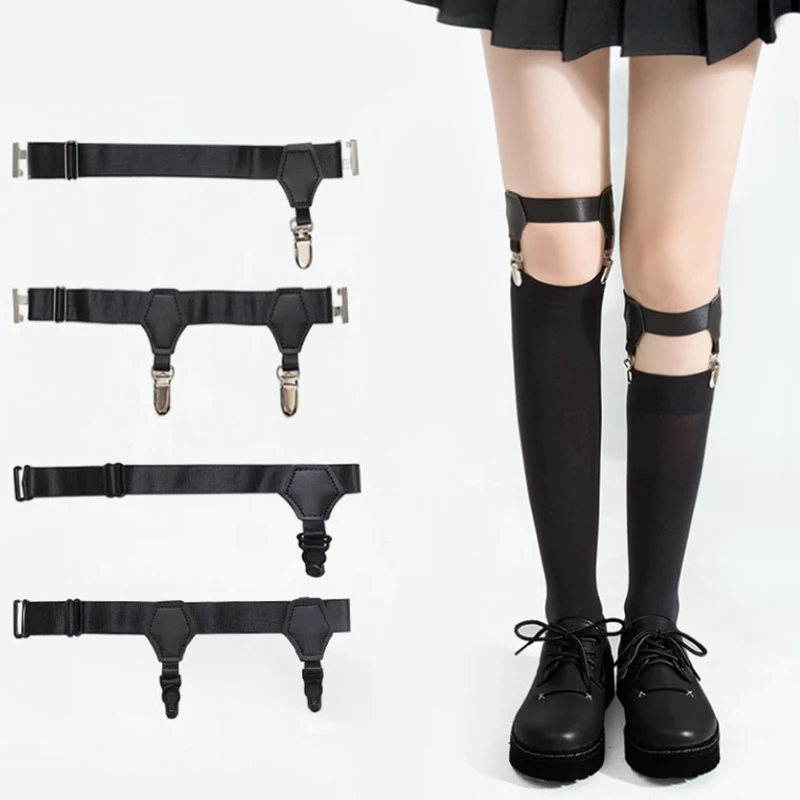 1PC Black Sock Garters For Women Girl JK Japanese Style Adjustable Elastic Non-Slip Sock Garter Holder Belt Leg Suspenders