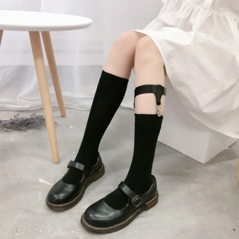 1PC Black Sock Garters For Women Girl JK Japanese Style Adjustable Elastic Non-Slip Sock Garter Holder Belt Leg Suspenders