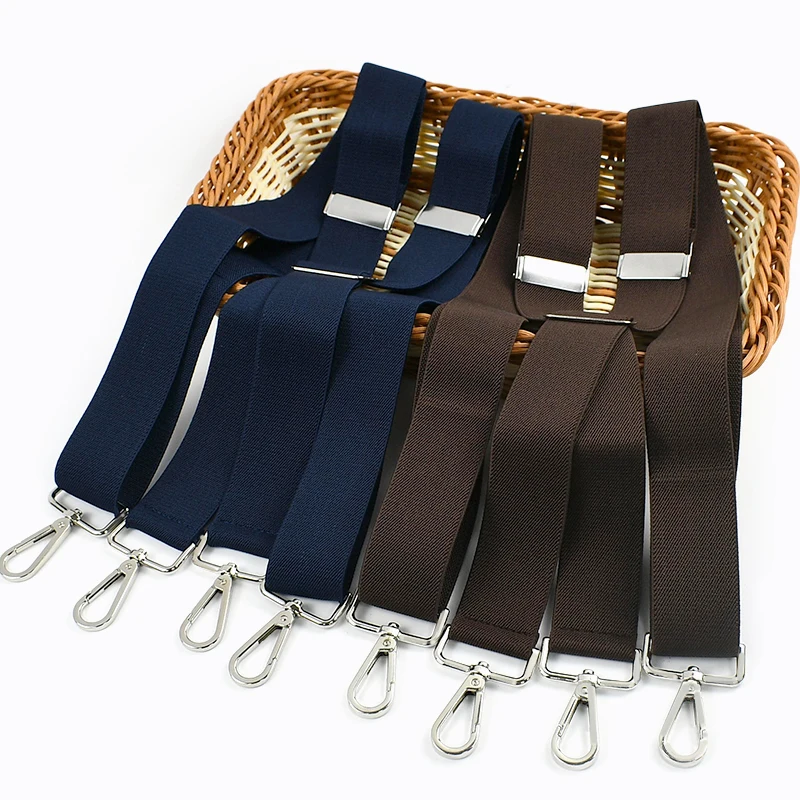 1Pc 3.5x120cm Men's Suspenders Adjustable Elastic Braces with Metal 4 Clips Snap Hooks for Pants Trouser Outfit Accessories