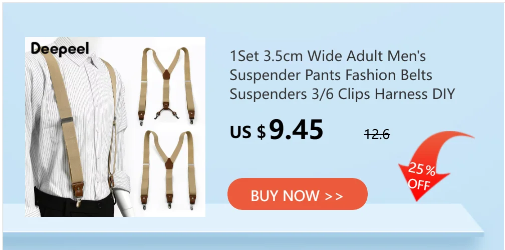 1Pc 3.5x120cm Men's Suspenders Adjustable Elastic Braces with Metal 4 Clips Snap Hooks for Pants Trouser Outfit Accessories