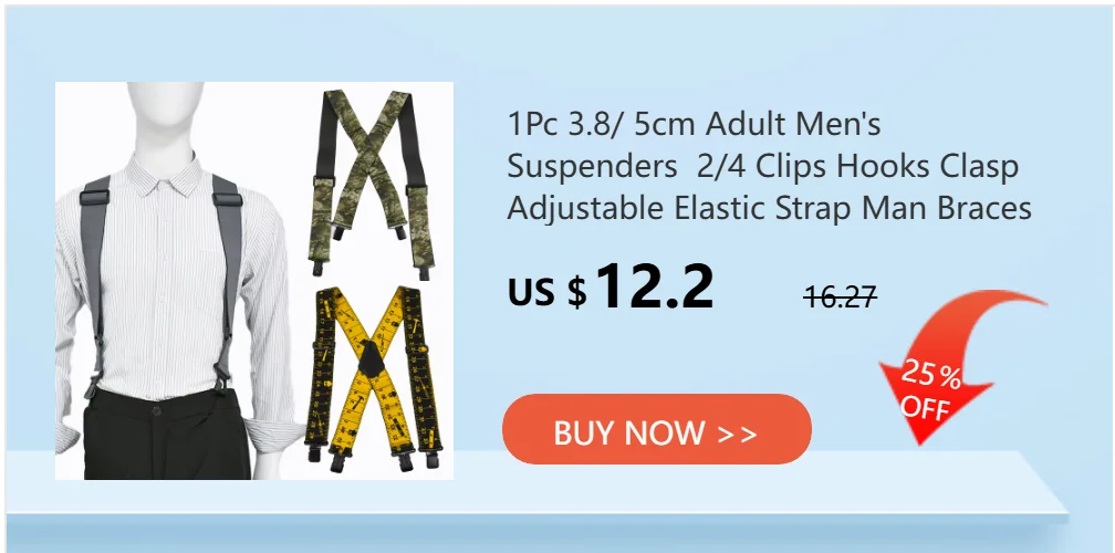 1Pc 3.5x120cm Men's Suspenders Adjustable Elastic Braces with Metal 4 Clips Snap Hooks for Pants Trouser Outfit Accessories