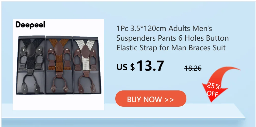 1Pc 3.5x120cm Men's Suspenders Adjustable Elastic Braces with Metal 4 Clips Snap Hooks for Pants Trouser Outfit Accessories