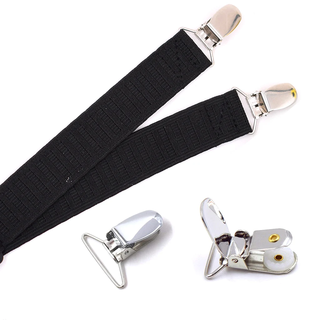 1Pair Men's Shirt Stays Leg Suspenders Strap Belt Adjustable Elastic Military Shirt Holders Tuckers Non Slip Clips Sock Garters