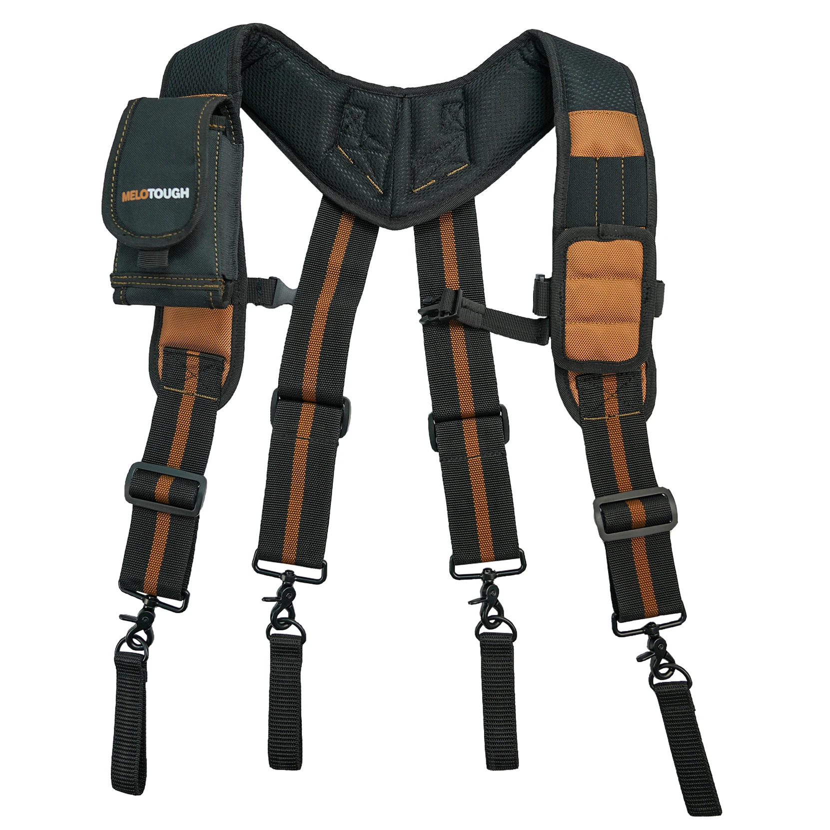Magnetic Suspenders Tool Belt Suspenders with Large Moveable Phone Holder Pencil Holder, Adjustable Size Padded Suspends