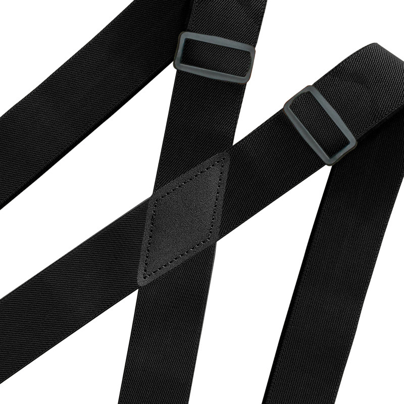 Heavy Duty Big Tall Suspenders with 4 Snap Hooks 3.5*120cm for Men Work Adjustable Elastic Trouser Brace Strap Belt Solid Black