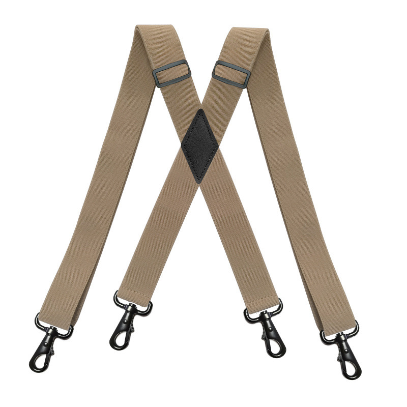 Heavy Duty Big Tall Suspenders with 4 Snap Hooks 3.5*120cm for Men Work Adjustable Elastic Trouser Brace Strap Belt Solid Black