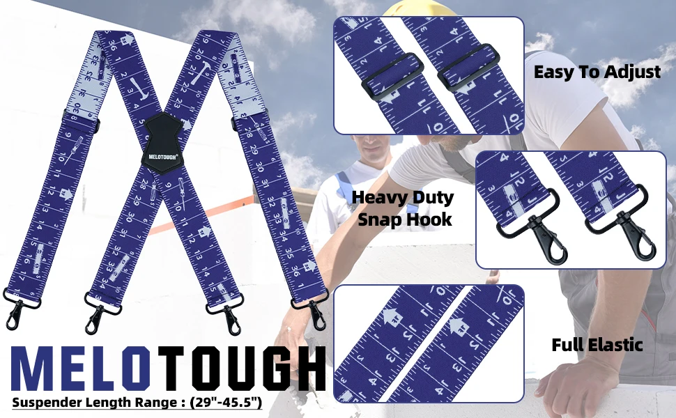 MELOTOUGH Men's Suspenders W/Clip Heavy Duty Suspenders for Men Big and Tall Work Suspenders for Jeans