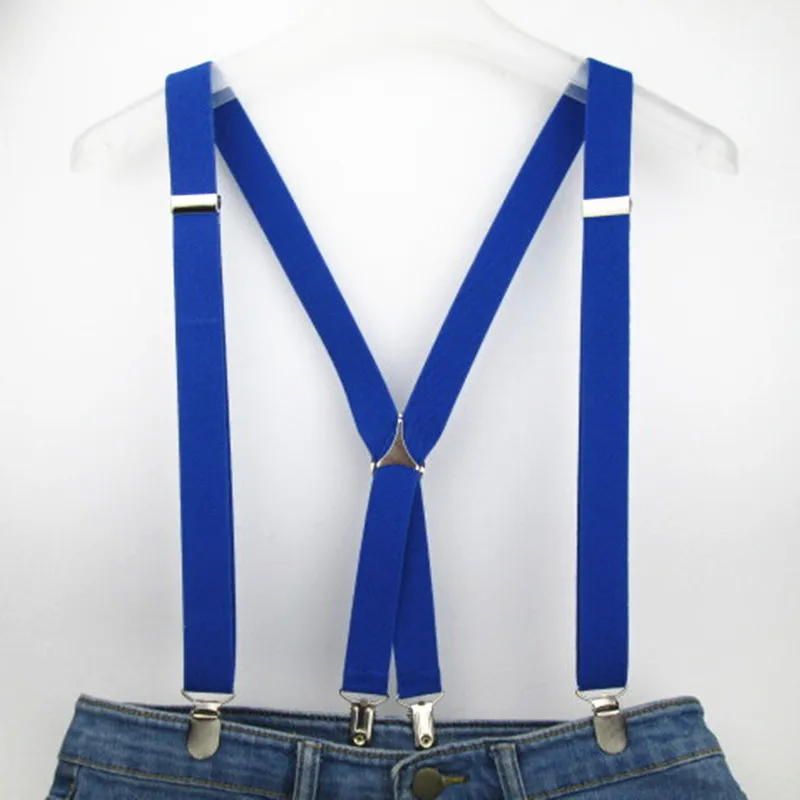 Adult Size Solid Color Men Suspenders 2.5CM Wide Elastic Strap X- Back Adjustable Braces for Women Pants Stays