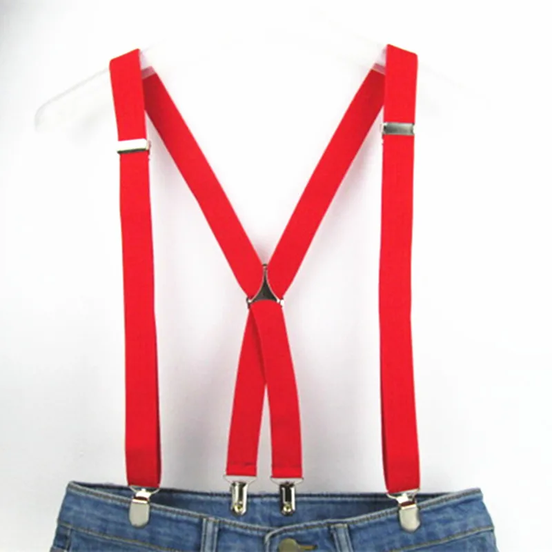 Adult Size Solid Color Men Suspenders 2.5CM Wide Elastic Strap X- Back Adjustable Braces for Women Pants Stays