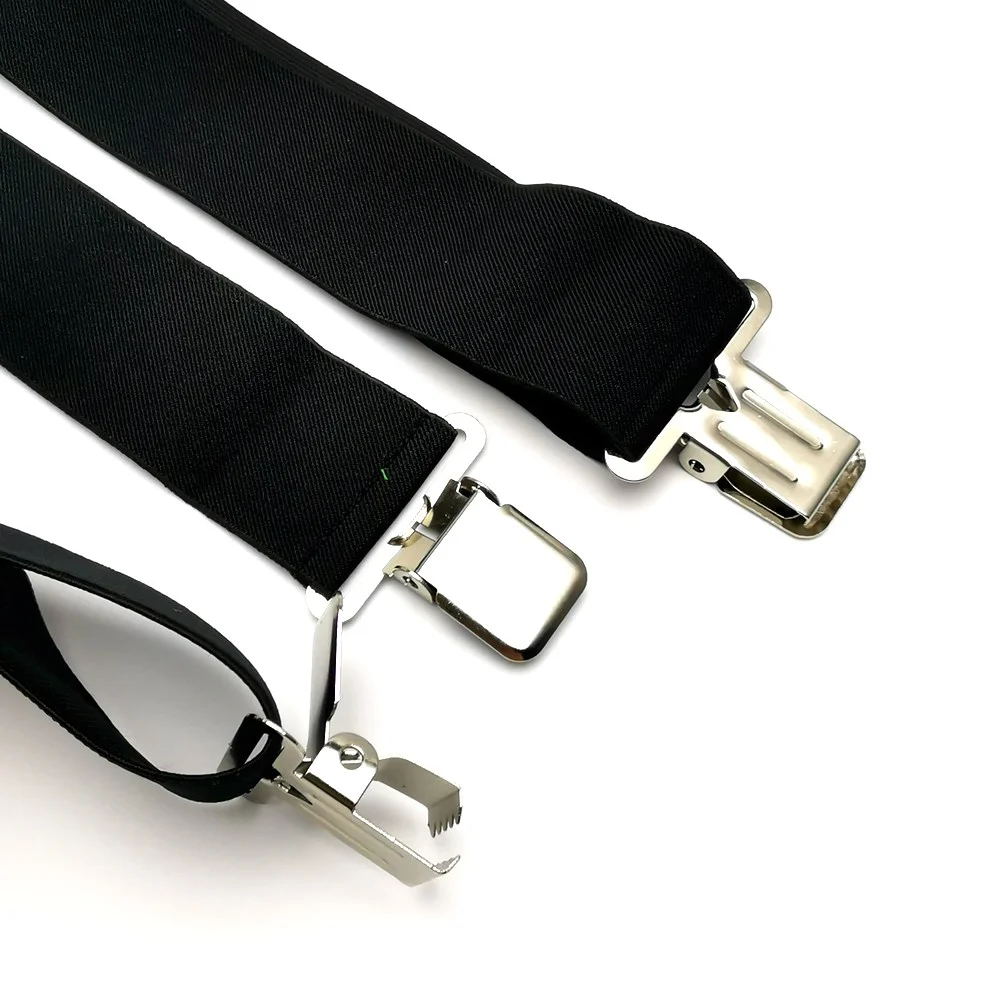 Large Strong Clips on Men Suspenders Unisex Braces 50mm Wide 5 Solid Color High Elastic Adjustable Suspender Belt for Heavy Work