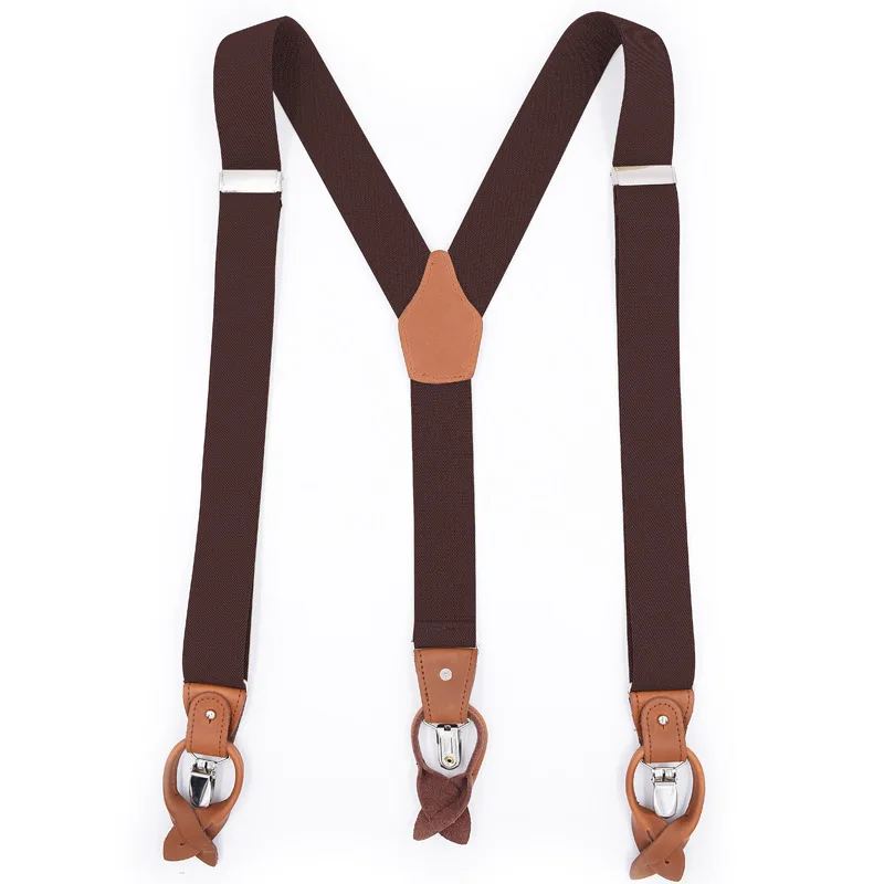 Leather Suspender Men Suspenders giarrettiere Male Casual suspensorio button-end Trousers Strap Father/Husband's Gifts NBD9123