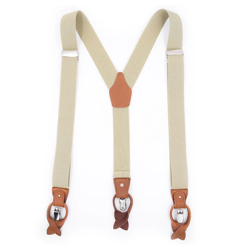 Leather Suspender Men Suspenders giarrettiere Male Casual suspensorio button-end Trousers Strap Father/Husband's Gifts NBD9123