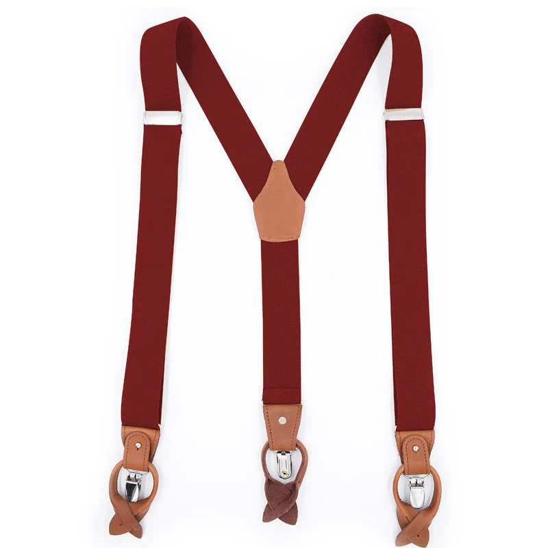 Leather Suspender Men Suspenders giarrettiere Male Casual suspensorio button-end Trousers Strap Father/Husband's Gifts NBD9123