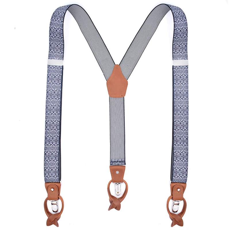 Leather Suspender Men Suspenders giarrettiere Male Casual suspensorio button-end Trousers Strap Father/Husband's Gifts NBD9123