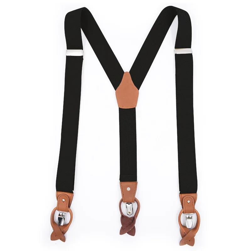 Leather Suspender Men Suspenders giarrettiere Male Casual suspensorio button-end Trousers Strap Father/Husband's Gifts NBD9123