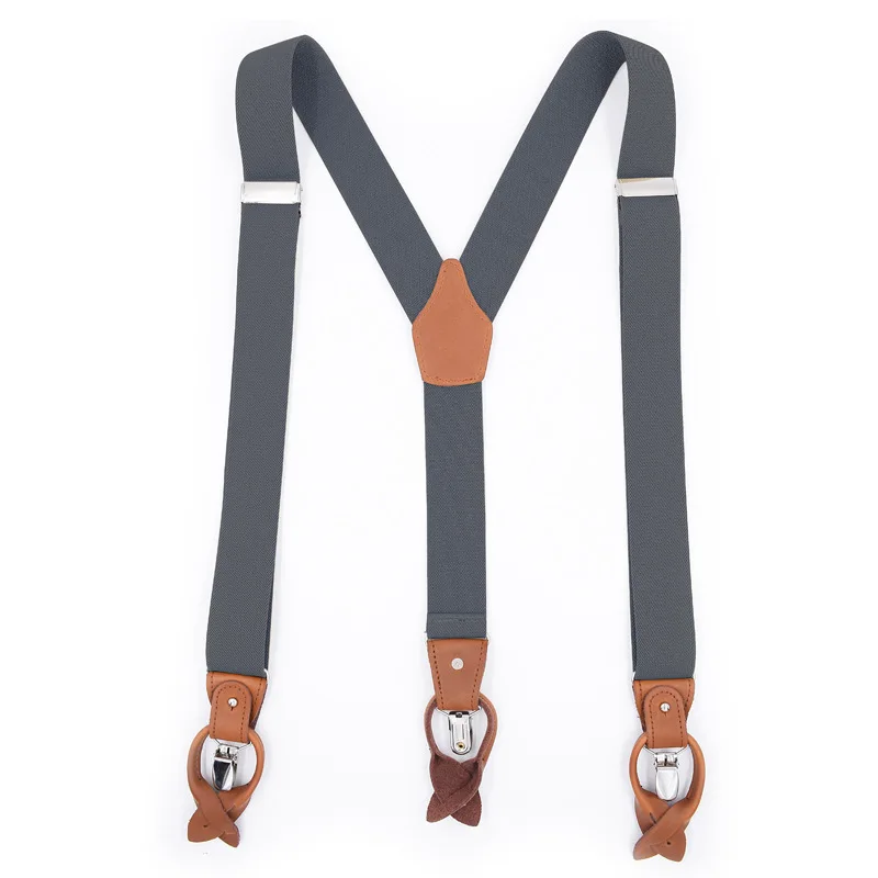Leather Suspender Men Suspenders giarrettiere Male Casual suspensorio button-end Trousers Strap Father/Husband's Gifts NBD9123