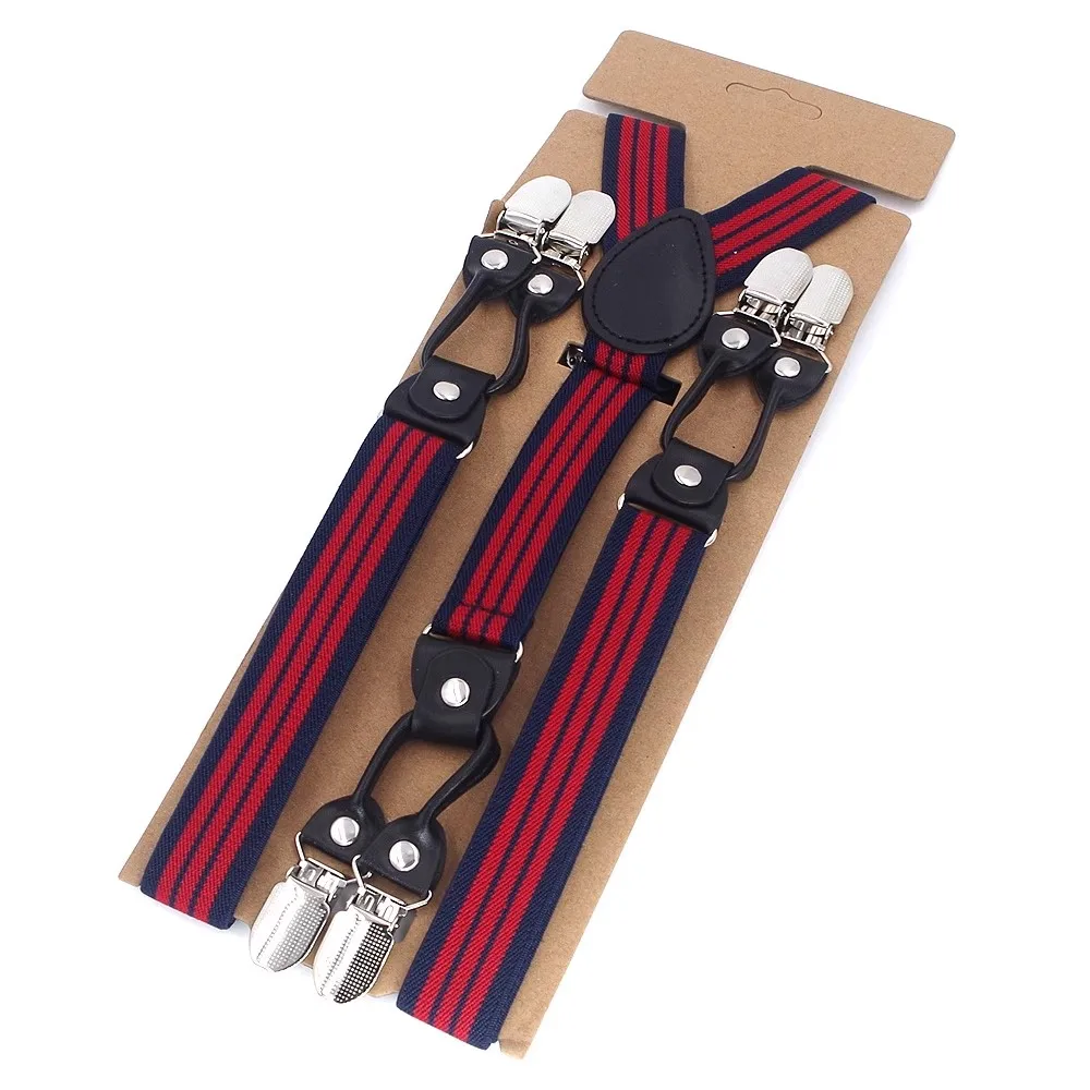 Fashion Suspenders 6 Clips Man's Braces Adjustable Elasticity Suspensorio Bretelles Hommes Y-Back Ligas Tirantes 2.5*120cm