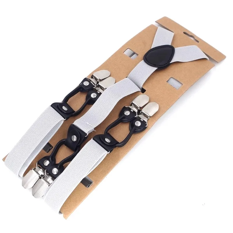 Fashion Suspenders 6 Clips Man's Braces Adjustable Elasticity Suspensorio Bretelles Hommes Y-Back Ligas Tirantes 2.5*120cm