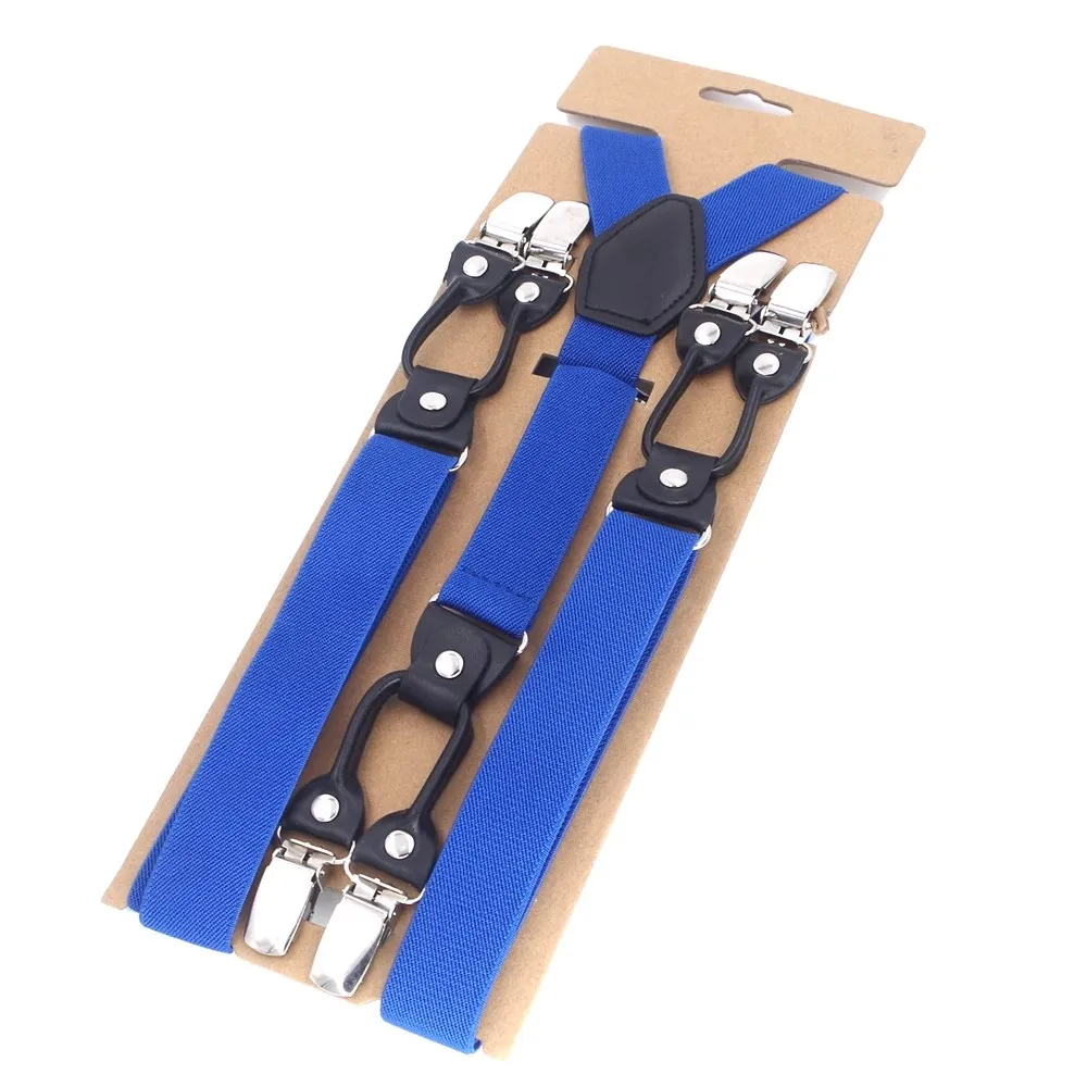 Fashion Suspenders 6 Clips Man's Braces Adjustable Elasticity Suspensorio Bretelles Hommes Y-Back Ligas Tirantes 2.5*120cm