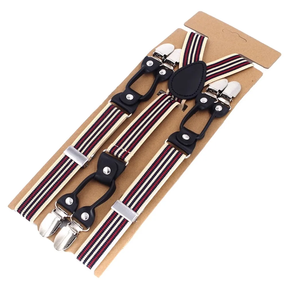 Fashion Suspenders 6 Clips Man's Braces Adjustable Elasticity Suspensorio Bretelles Hommes Y-Back Ligas Tirantes 2.5*120cm