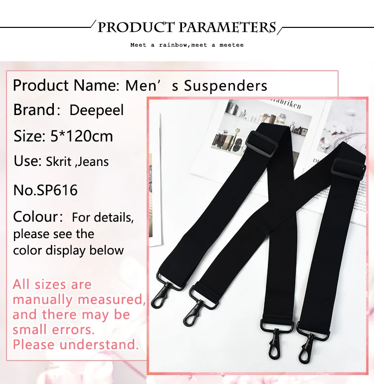 1Pc 5cm Wide Adult Men's Suspenders 4 Clip Hooks Elastic Straps Adjustable Men Braces Male Jockstrap Skirt Jeans Accessories