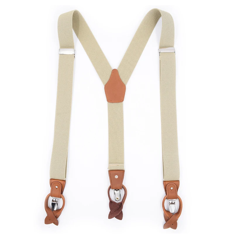 Genuine Leather Suspenders Fashion Braces Man's Suspenders Buttons Suspensorio Trousers Strap Father/Husband's Gift 3.5*120cm