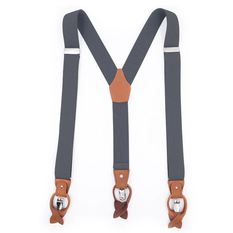 Genuine Leather Suspenders Fashion Braces Man's Suspenders Buttons Suspensorio Trousers Strap Father/Husband's Gift 3.5*120cm