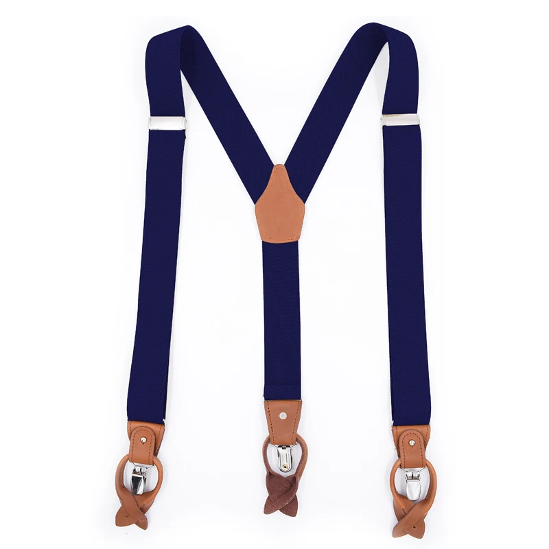 Genuine Leather Suspenders Fashion Braces Man's Suspenders Buttons Suspensorio Trousers Strap Father/Husband's Gift 3.5*120cm