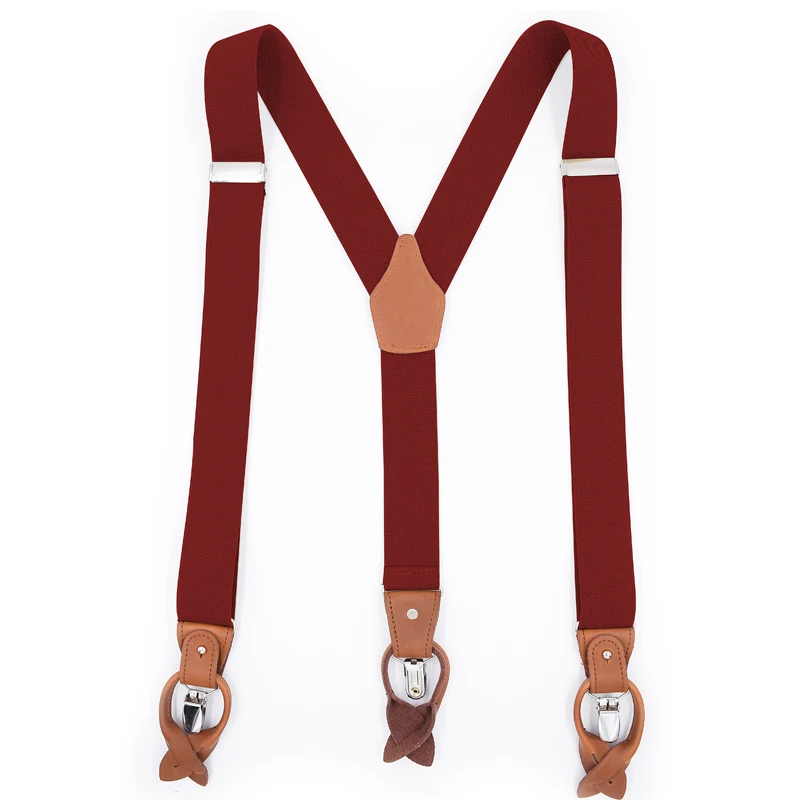 Genuine Leather Suspenders Fashion Braces Man's Suspenders Buttons Suspensorio Trousers Strap Father/Husband's Gift 3.5*120cm