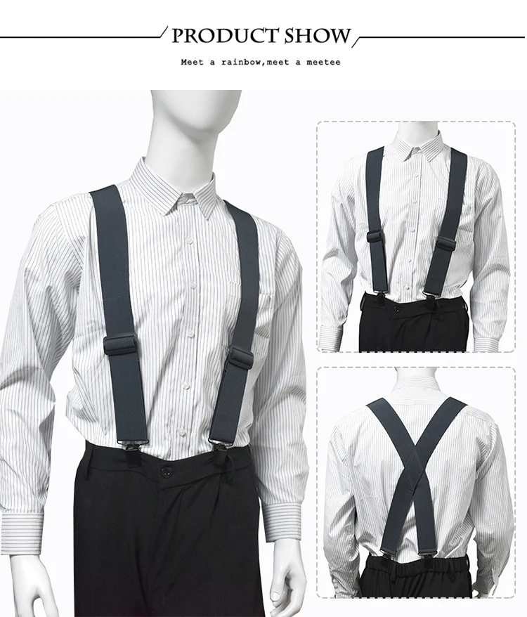 5*120cm Fashion Adults Men's Suspenders X-type 4 Clips Braces Wide Adjust Elastic Strap Harness Man Male Jockstrap for Pants