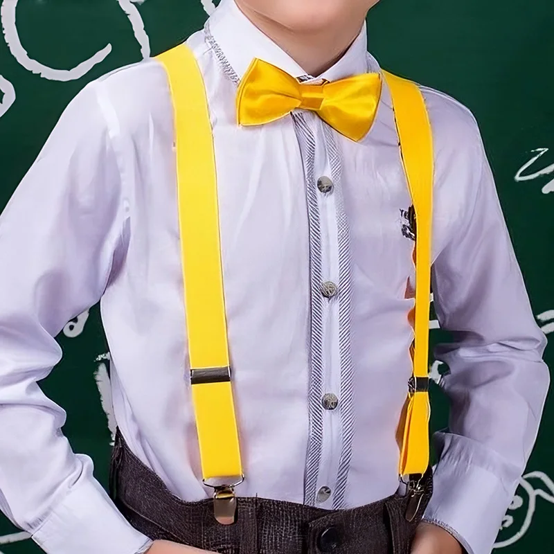 Suspenders Bowtie Set Kids Boy Girl Childrens Christmas Gift Designer Adjustable Y-Back Braces Wedding Clothing Accessories