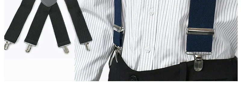 1Pc Deepeel Men's X-shaped Suspenders 5cm Wide Adult Elastic Braces 4 Clips Adjust Strap Suit Trousers Suspender Accessories