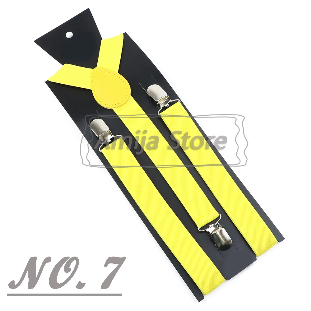 Colorful Elastic Leather Suspenders Men Kid Boys Straps Unsex Clip-on Buckle Wedding Adjustable Suspension For Shirt Accessories