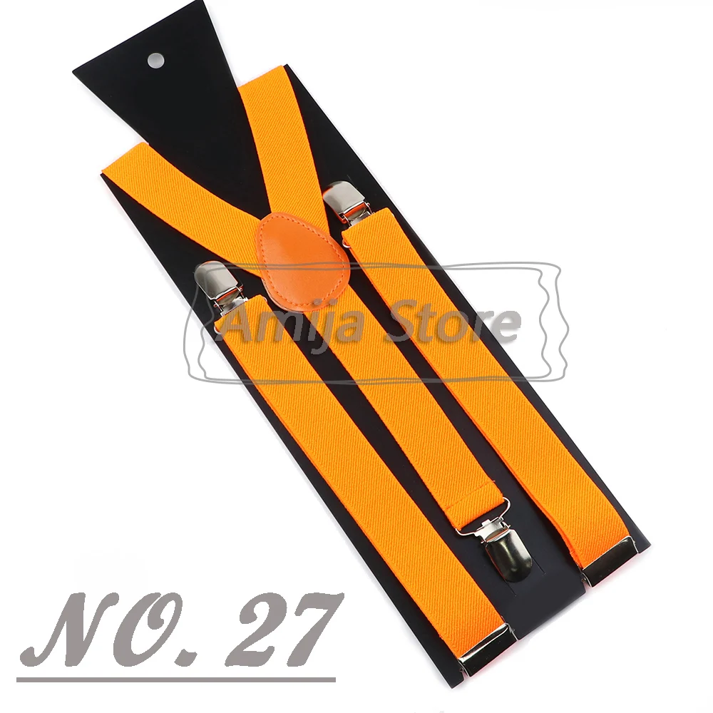 Colorful Elastic Leather Suspenders Men Kid Boys Straps Unsex Clip-on Buckle Wedding Adjustable Suspension For Shirt Accessories