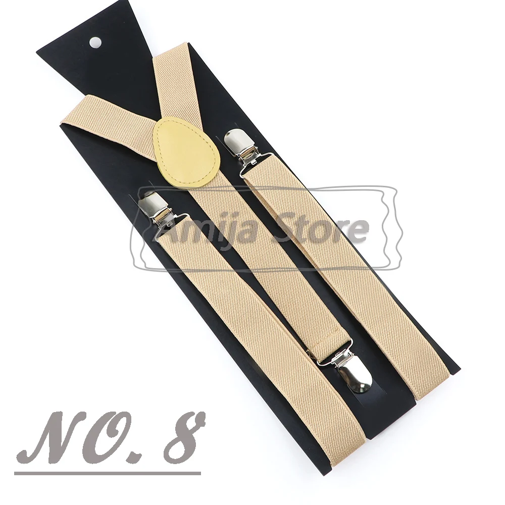 Colorful Elastic Leather Suspenders Men Kid Boys Straps Unsex Clip-on Buckle Wedding Adjustable Suspension For Shirt Accessories