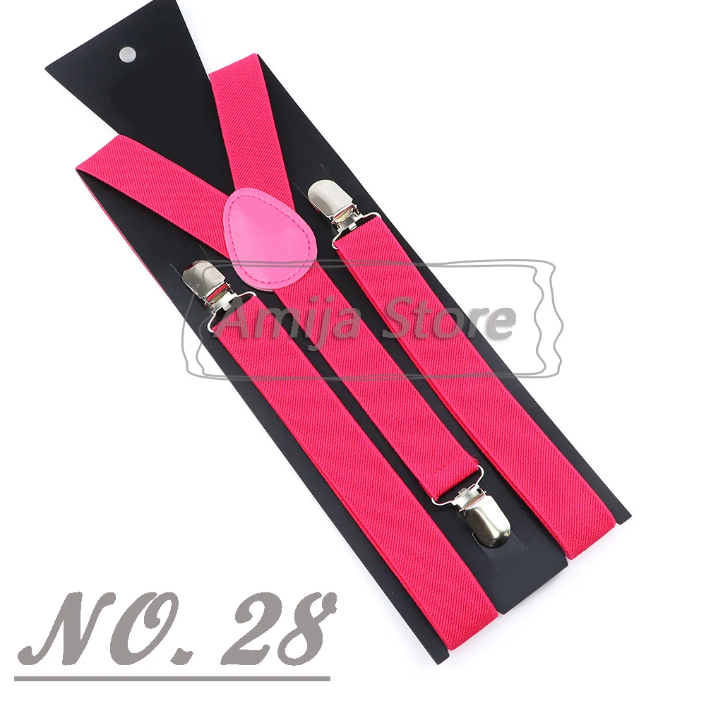 Colorful Elastic Leather Suspenders Men Kid Boys Straps Unsex Clip-on Buckle Wedding Adjustable Suspension For Shirt Accessories