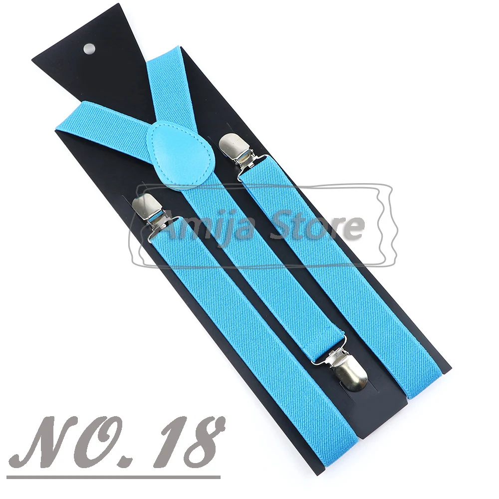 Colorful Elastic Leather Suspenders Men Kid Boys Straps Unsex Clip-on Buckle Wedding Adjustable Suspension For Shirt Accessories
