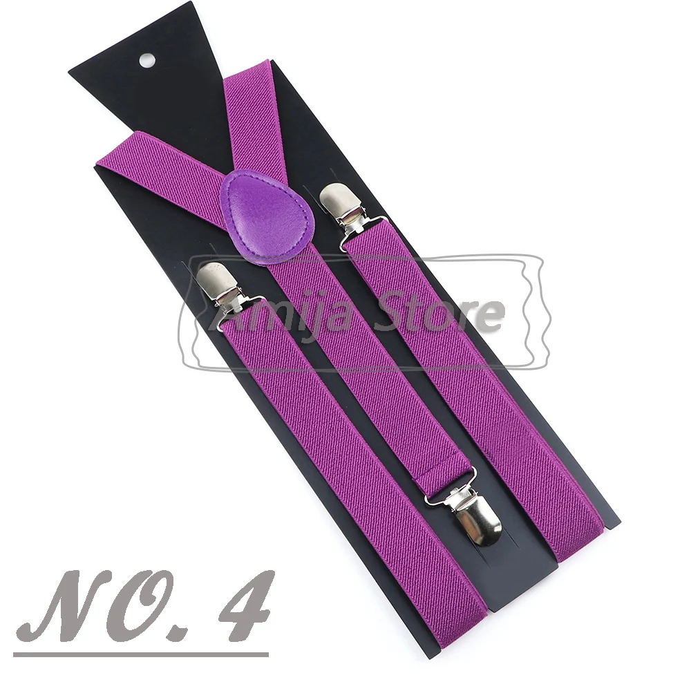 Colorful Elastic Leather Suspenders Men Kid Boys Straps Unsex Clip-on Buckle Wedding Adjustable Suspension For Shirt Accessories
