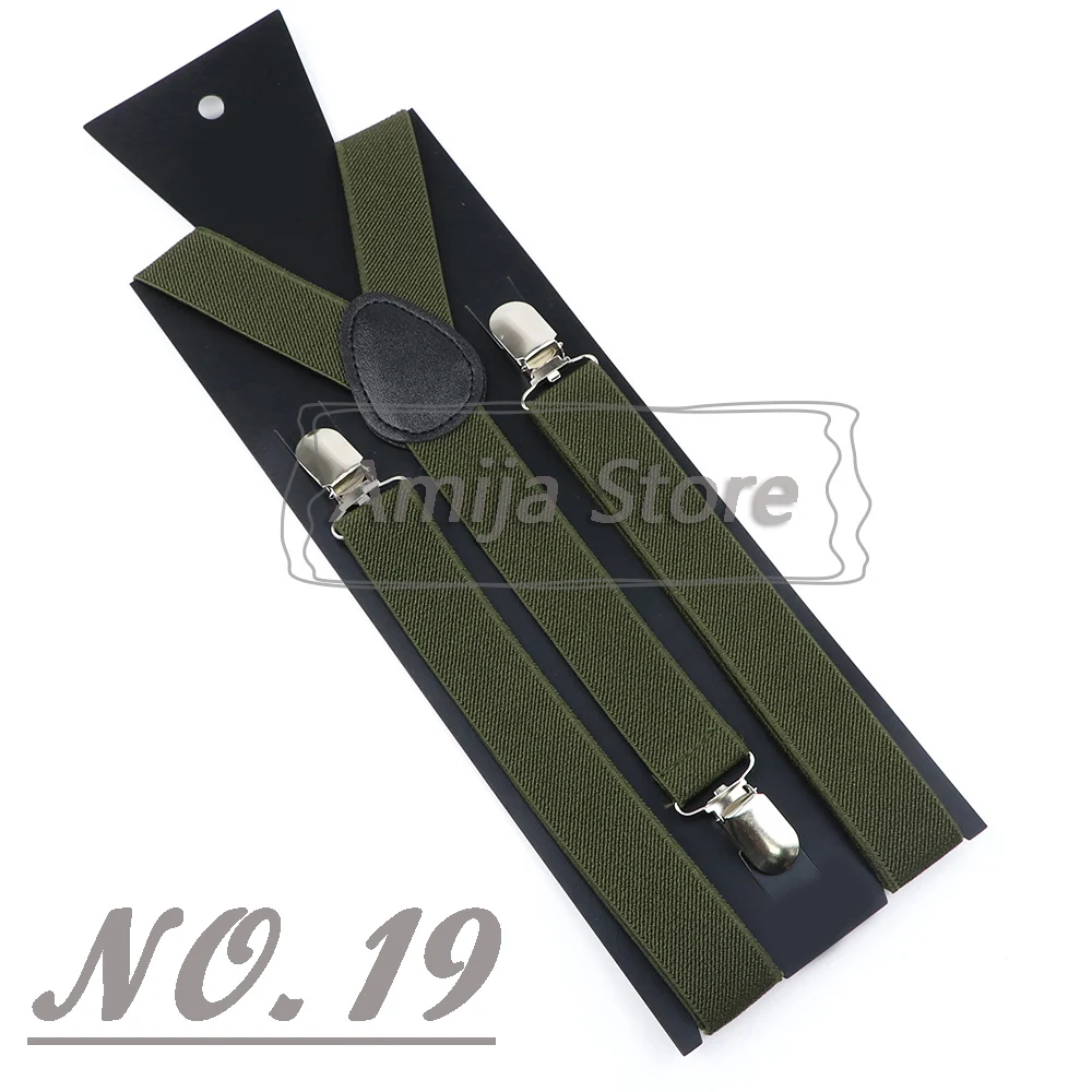 Colorful Elastic Leather Suspenders Men Kid Boys Straps Unsex Clip-on Buckle Wedding Adjustable Suspension For Shirt Accessories