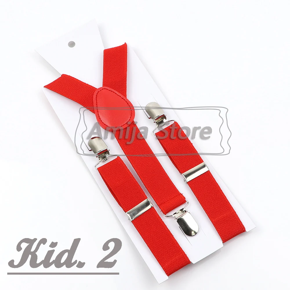 Colorful Elastic Leather Suspenders Men Kid Boys Straps Unsex Clip-on Buckle Wedding Adjustable Suspension For Shirt Accessories