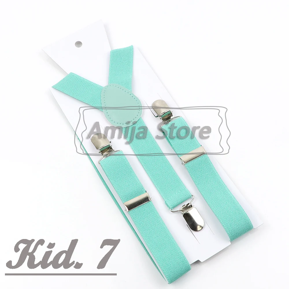 Colorful Elastic Leather Suspenders Men Kid Boys Straps Unsex Clip-on Buckle Wedding Adjustable Suspension For Shirt Accessories