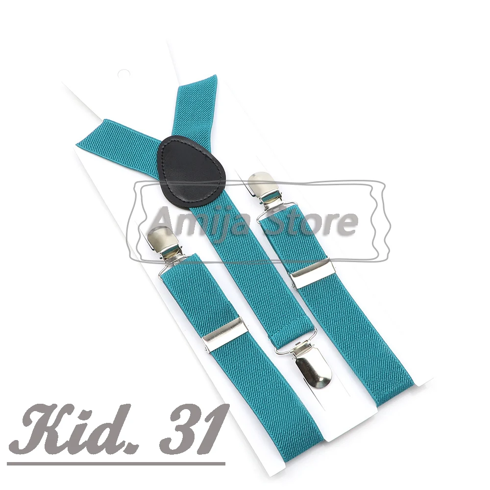 Colorful Elastic Leather Suspenders Men Kid Boys Straps Unsex Clip-on Buckle Wedding Adjustable Suspension For Shirt Accessories