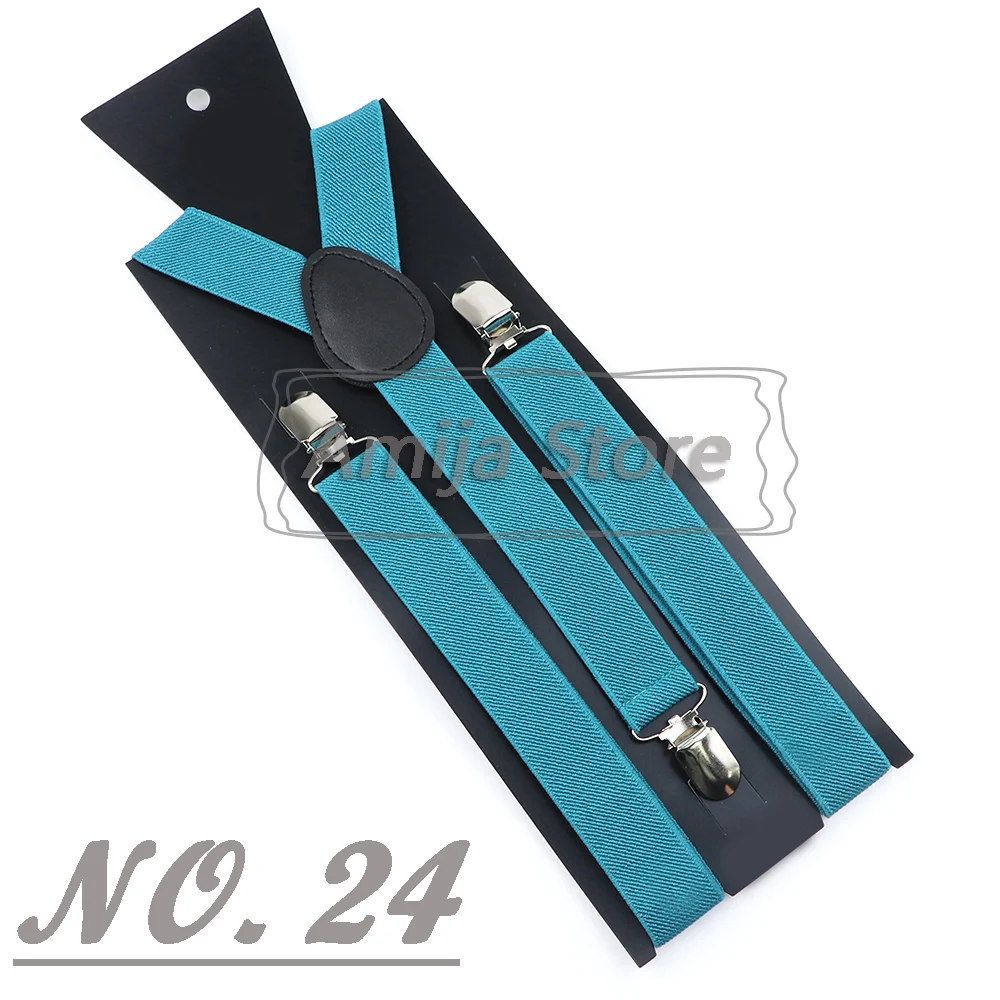 Colorful Elastic Leather Suspenders Men Kid Boys Straps Unsex Clip-on Buckle Wedding Adjustable Suspension For Shirt Accessories