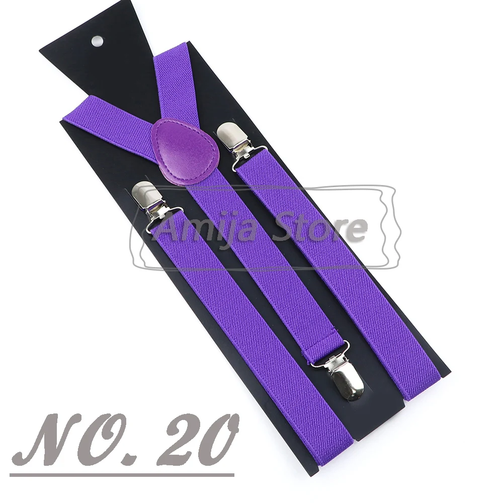 Colorful Elastic Leather Suspenders Men Kid Boys Straps Unsex Clip-on Buckle Wedding Adjustable Suspension For Shirt Accessories